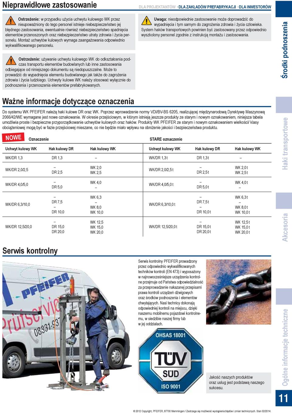 Ostrze enie: u ywanie uchwytu kulowego WK do odkszta cenia podczas transportu elementów budowlanych lub inne zastosowania odbiegaj ce od niniejszego dokumentu s niedopuszczalne.