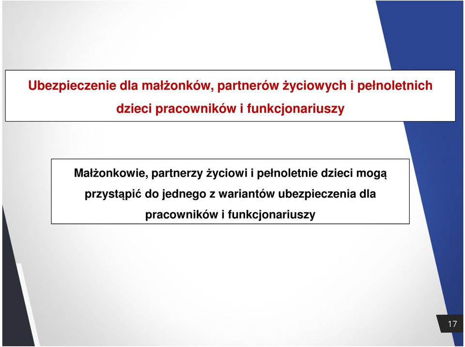 Małżonkowie, partnerzy życiowi i pełnoletnie dzieci mogą