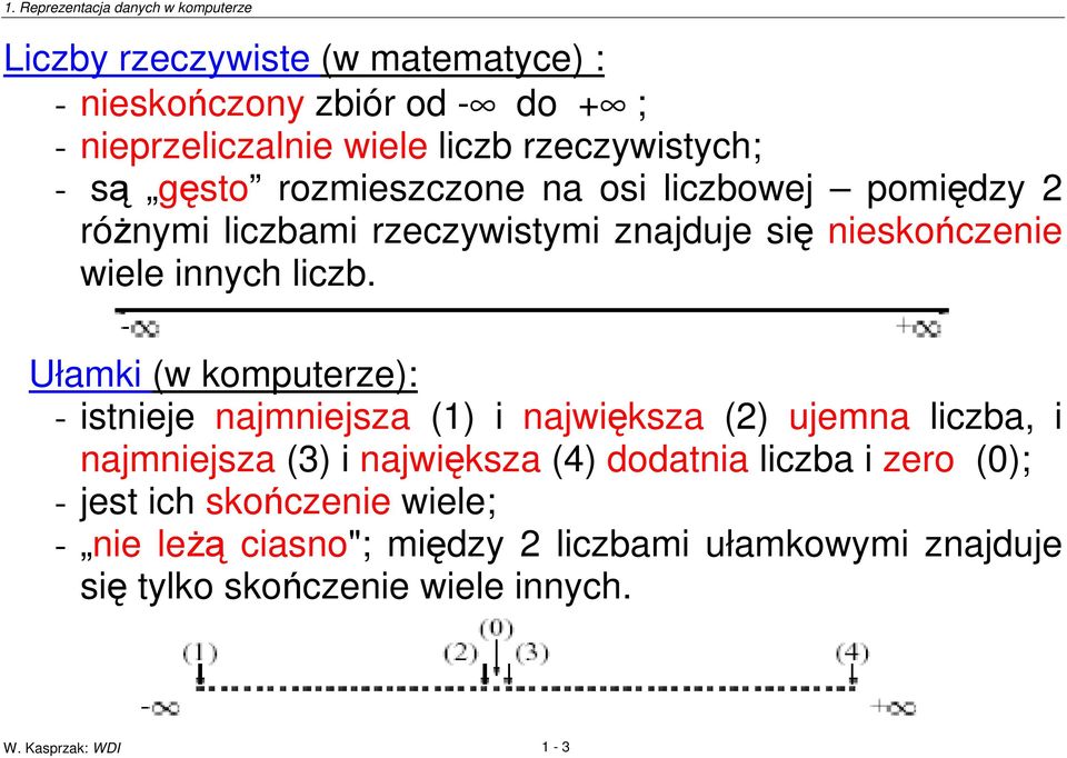 Ułamki (w komputerze): - istnieje najmniejsza (1) i najwiksza (2) ujemna liczba, i najmniejsza (3) i najwiksza (4) dodatnia