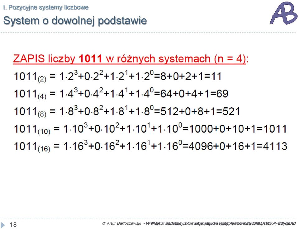 Podstawy informatyki; - Informatyka Studia i systemy