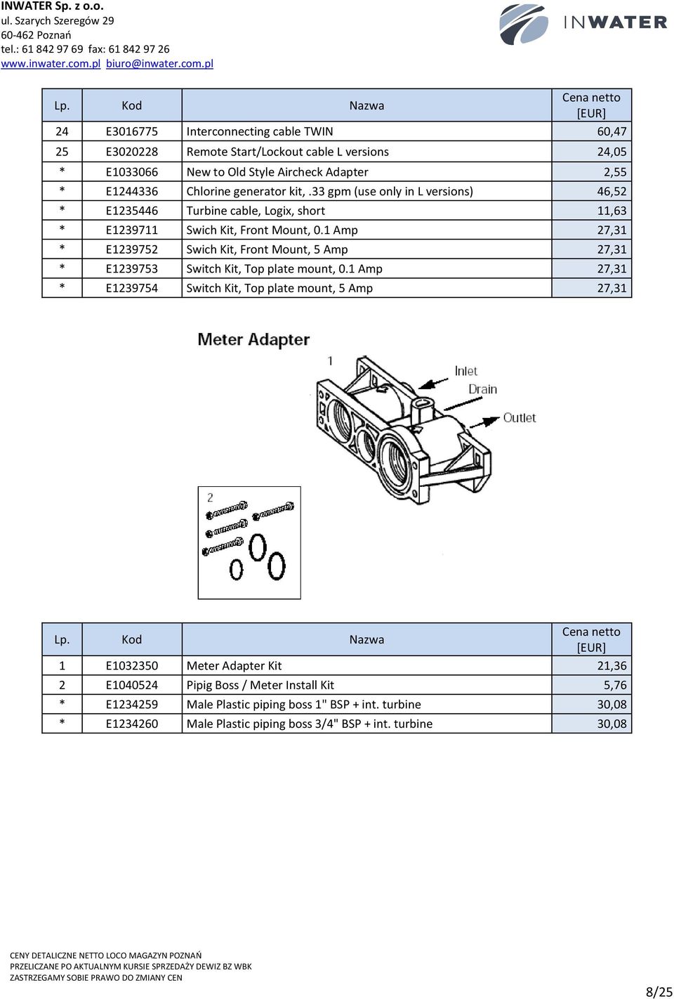 1 Amp 27,31 * E1239752 Swich Kit, Front Mount, 5 Amp 27,31 * E1239753 Switch Kit, Top plate mount, 0.