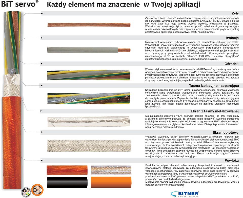 Wielodrutowa konstrukcja żył pozwala uodpornić kabel na drgania występujące w warunkach przemysłowych oraz zapewnia lepsze przewodzenie prądu o wysokiej częstotliwości dzięki ograniczeniu wpływu