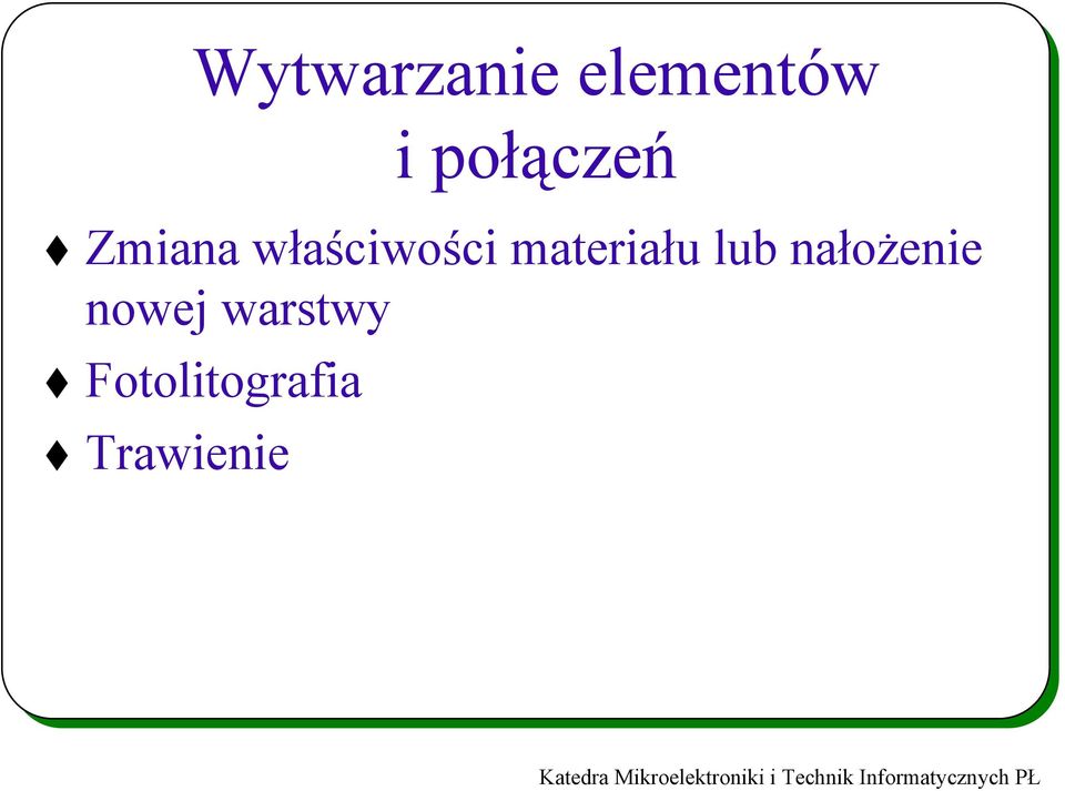 materiału lub nałożenie