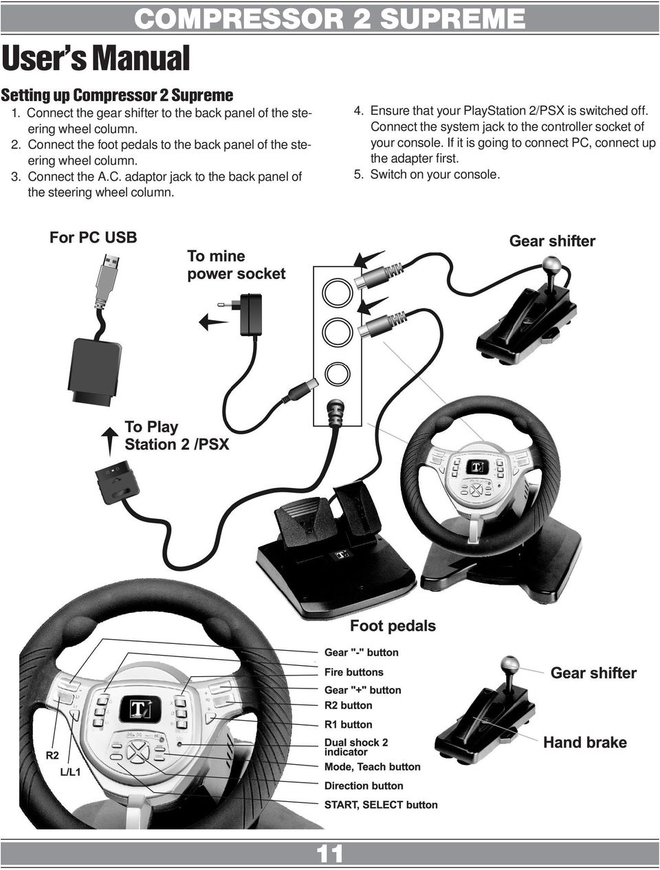 4. Ensure that your PlayStation 2/PSX is switched off. Connect the system jack to the controller socket of your console.