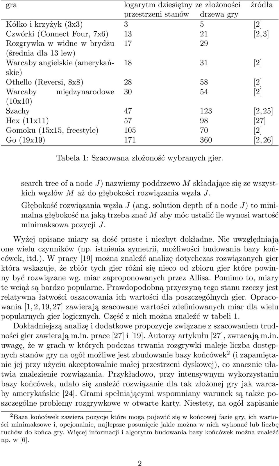 Go (19x19) 171 360 [2, 26] Tabela 1: Szacowana złożoność wybranych gier. search tree of a node J) nazwiemy poddrzewo M składające się ze wszystkich węzłów M aż do głębokości rozwiązania węzła J.