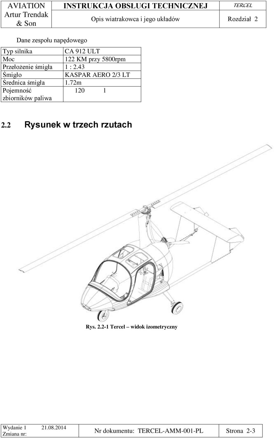 43 Śmigło KASPAR AERO 2/3 LT Średnica śmigła 1.