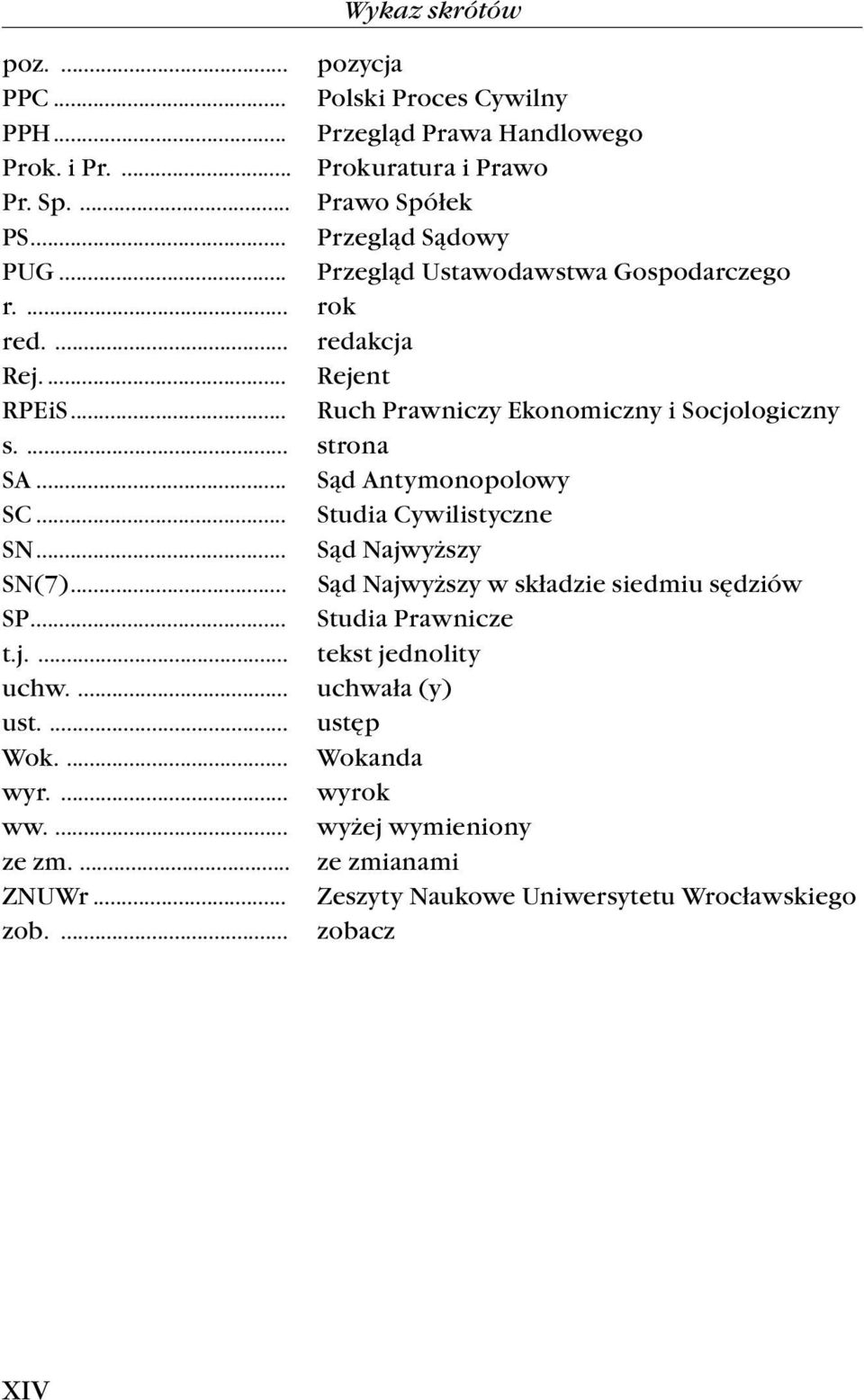 ... strona SA... Sąd Antymonopolowy SC... Studia Cywilistyczne SN... Sąd Najwyższy SN(7)... Sąd Najwyższy w składzie siedmiu sędziów SP... Studia Prawnicze t.j.... tekst jednolity uchw.