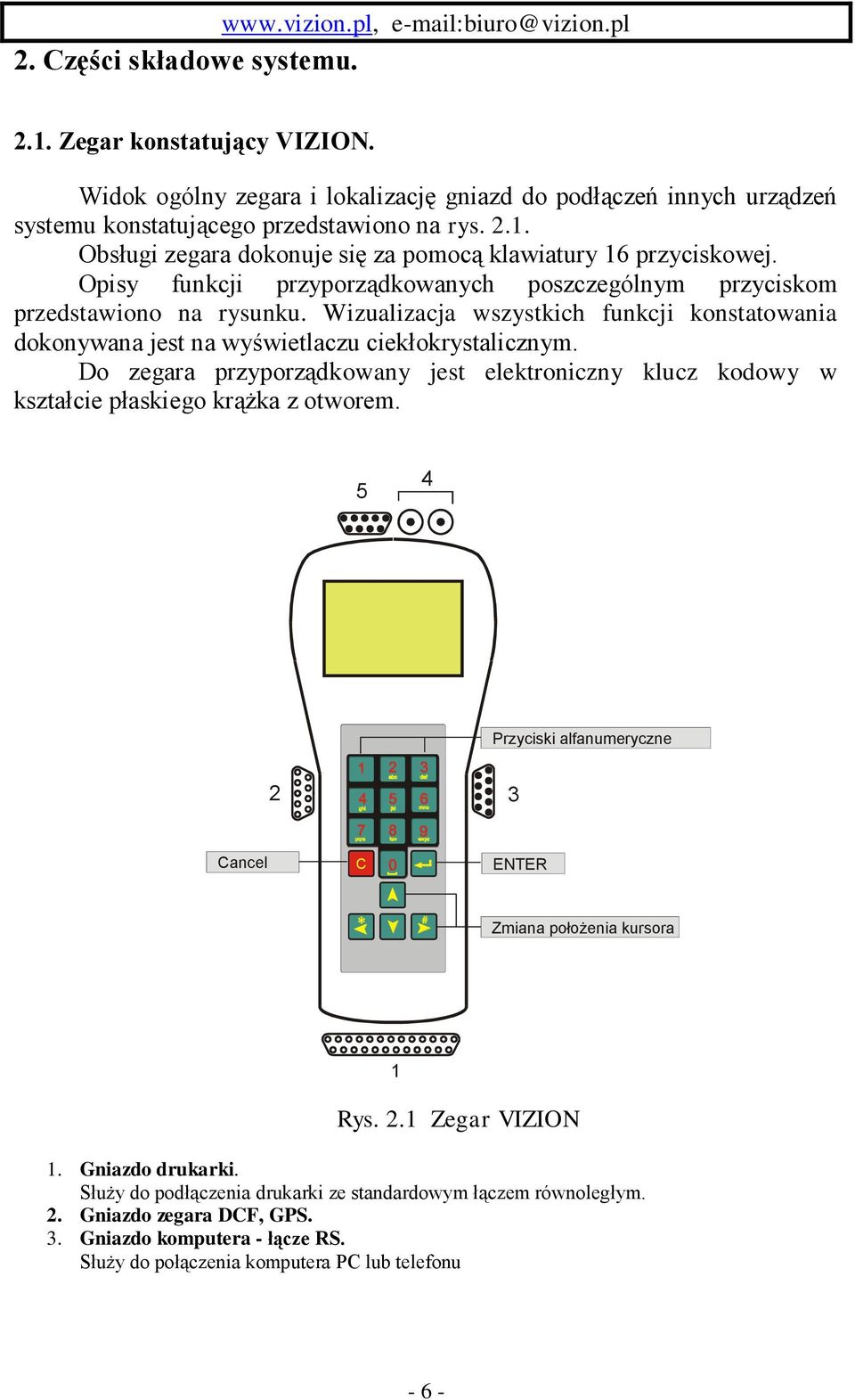 Opisy funkcji przyporządkowanych poszczególnym przyciskom przedstawiono na rysunku. Wizualizacja wszystkich funkcji konstatowania dokonywana jest na wyświetlaczu ciekłokrystalicznym.
