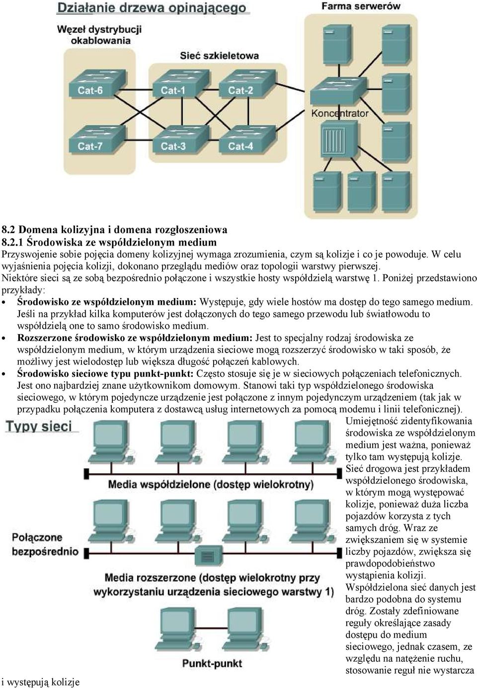 Poniżej przedstawiono przykłady: Środowisko ze współdzielonym medium: Występuje, gdy wiele hostów ma dostęp do tego samego medium.