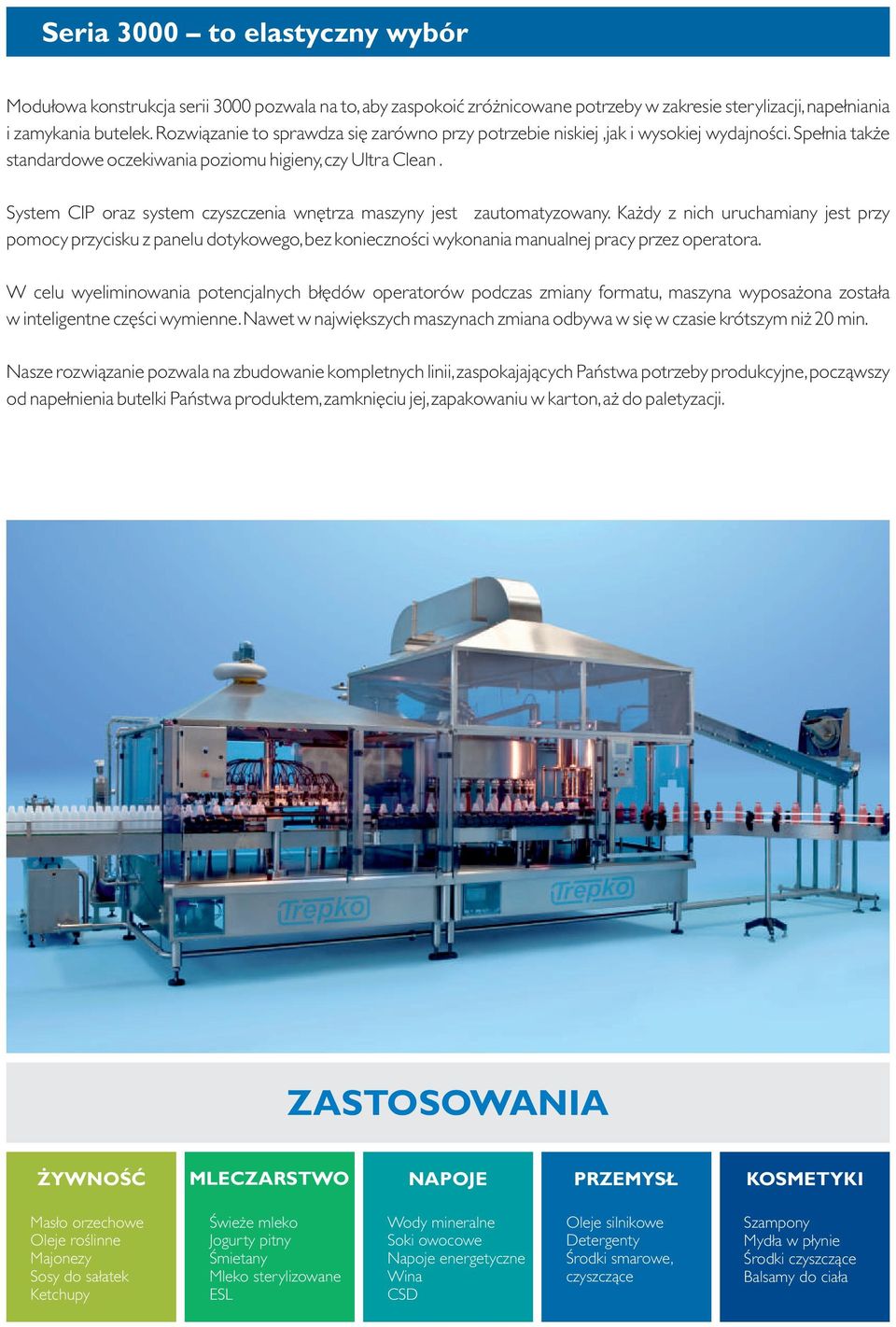 System CIP oraz system czyszczenia wnętrza maszyny jest zautomatyzowany.