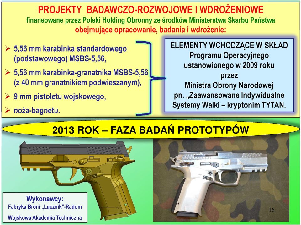 podwieszanym), 9 mm pistoletu wojskowego, noża-bagnetu.