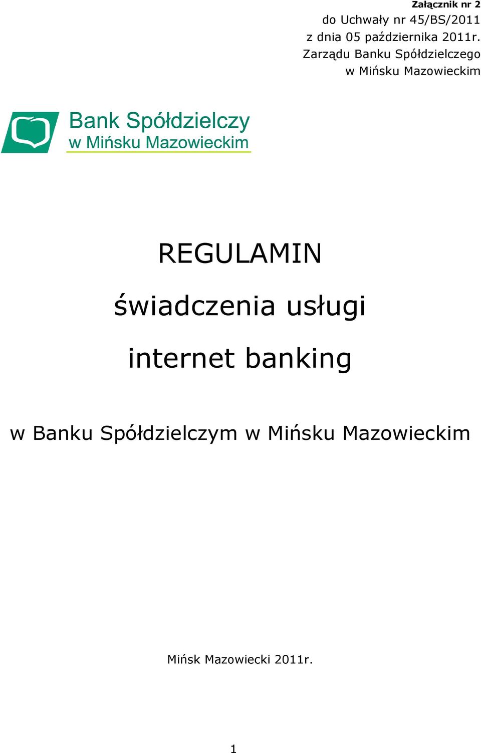 Zarządu Banku Spółdzielczego w Mińsku Mazowieckim