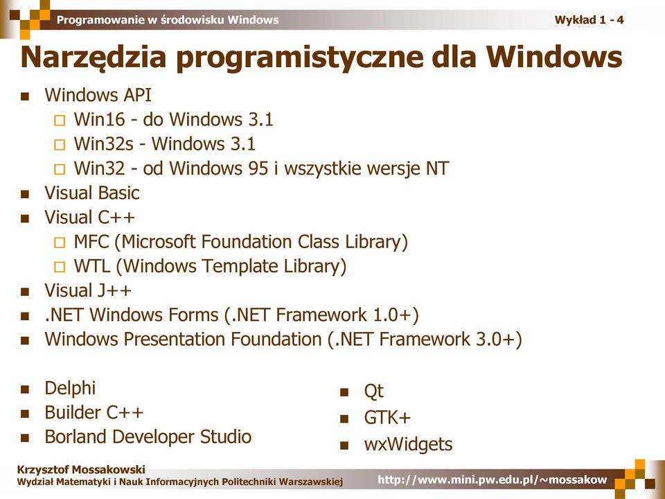 Library) WTL (Windows Template Library) Visual J++.NET Windows Forms (.NET Framework 1.