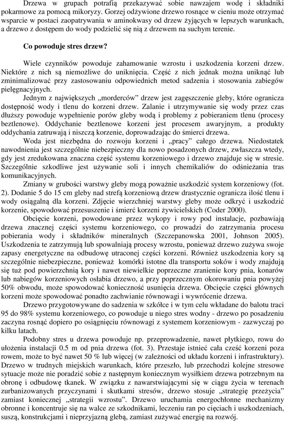 suchym terenie. Co powoduje stres drzew? Wiele czynników powoduje zahamowanie wzrostu i uszkodzenia korzeni drzew. Niektóre z nich są niemożliwe do uniknięcia.