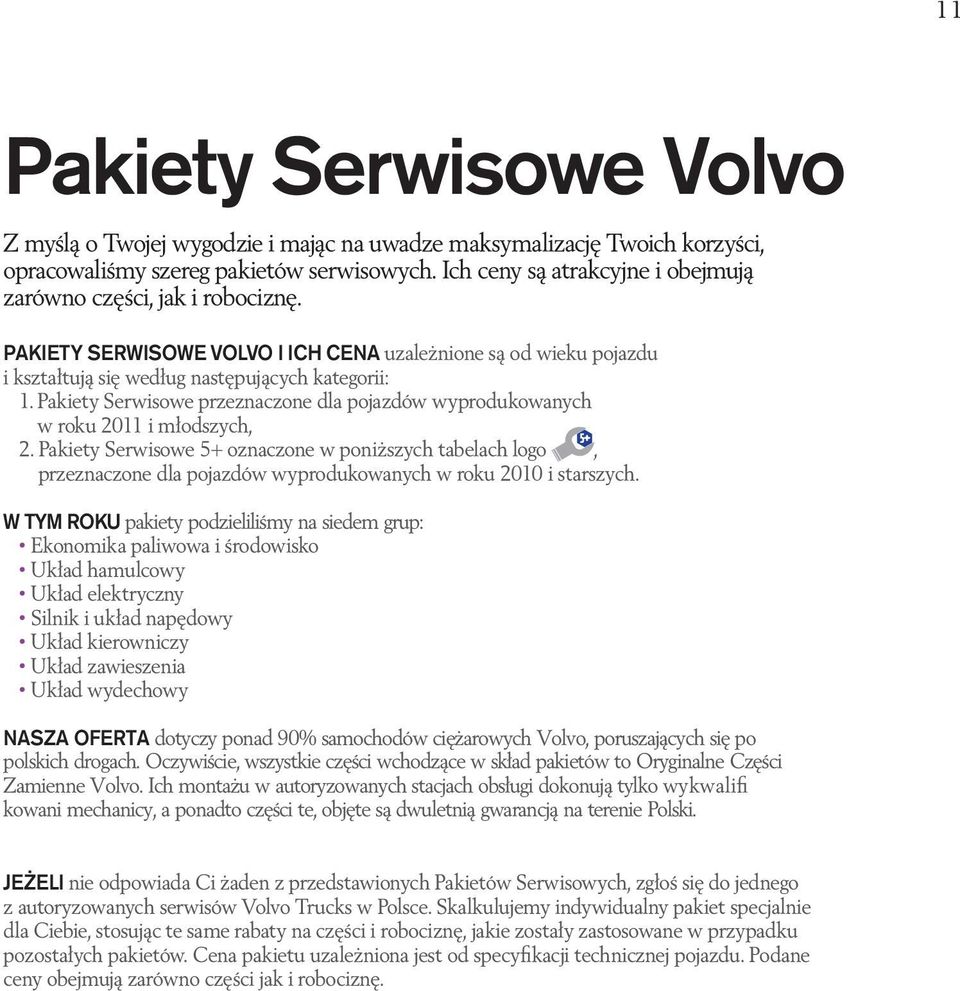 Pakiety Serwisowe przeznaczone dla pojazdów wyprodukowanych w roku 2011 i młodszych, 2.