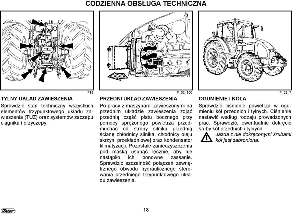 strony silnika przednią ścianę chłodnicy silnika, chłodnicy oleju skrzyni przekładniowej oraz kondensator klimatyzacji.