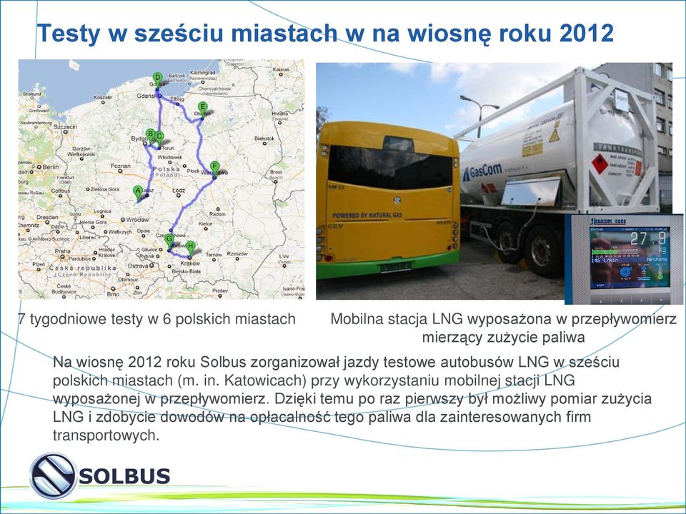 polskich miastach (m. in. Katowicach) przy wykorzystaniu mobilnej stacji LNG wyposażonej w przepływomierz.