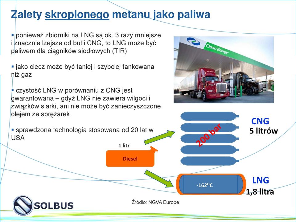taniej i szybciej tankowana niż gaz czystość LNG w porównaniu z CNG jest gwarantowana gdyż LNG nie zawiera wilgoci i związków