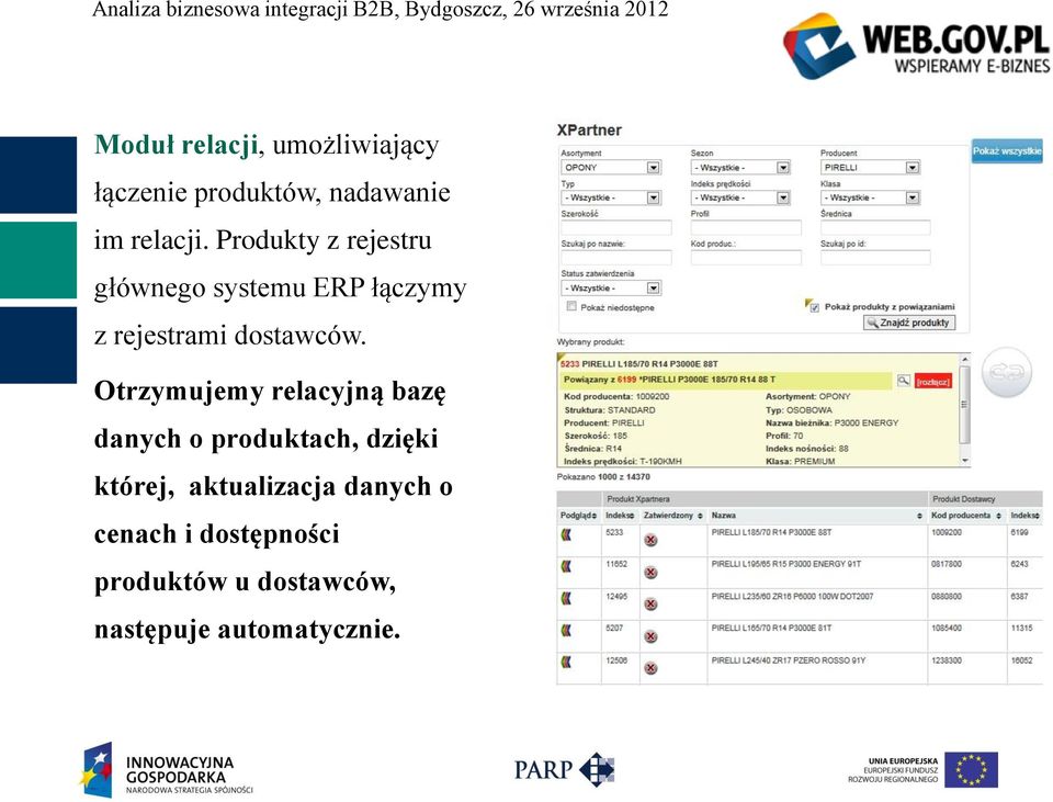 Otrzymujemy relacyjną bazę danych o produktach, dzięki której,