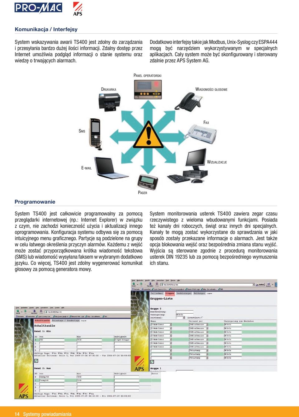 Dodatkowo interfejsy takie jak Modbus, Unix-Syslog czy ESPA444 mogą być narzędziem wykorzystywanym w specjalnych aplikacjach.