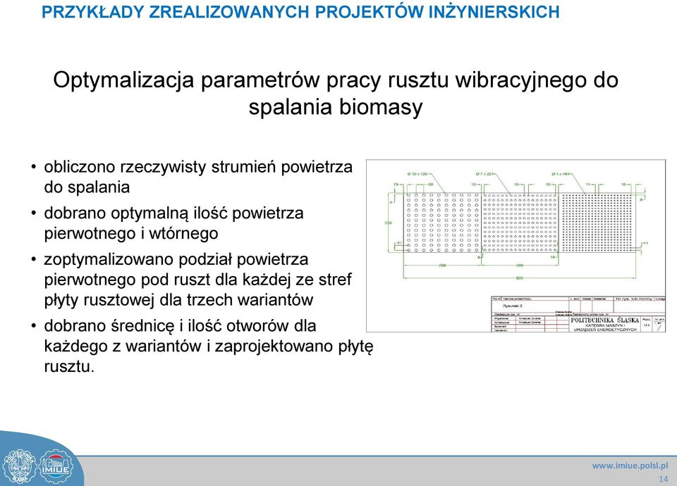 pierwotnego i wtórnego zoptymalizowano podział powietrza pierwotnego pod ruszt dla każdej ze stref płyty