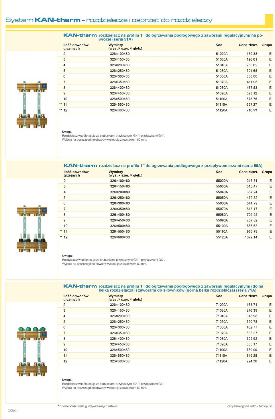 ) 2 326 100 80 51020A 130,38 E 3 326 150 80 51030A 196,61 E 4 326 200 80 51040A 250,62 E 5 326 250 80 51050A 304,65 E 6 326 300 80 51060A 358,00 E 7 326 350 80 51070A 411,95 E 8 326 400 80 51080A