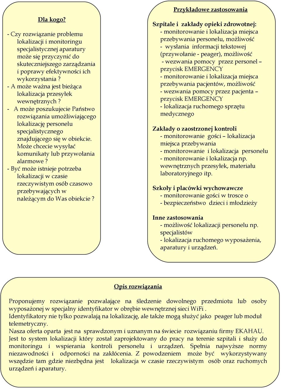 Może chcecie wysyłać komunikaty lub przywołania alarmowe? - Być może istnieje potrzeba lokalizacji w czasie rzeczywistym osób czasowo przebywających w należącym do Was obiekcie?