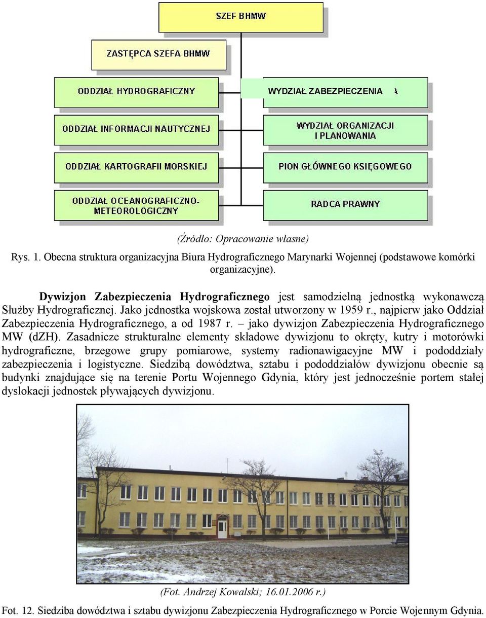 , najpierw jako Oddział Zabezpieczenia Hydrograficznego, a od 1987 r. jako dywizjon Zabezpieczenia Hydrograficznego MW (dzh).