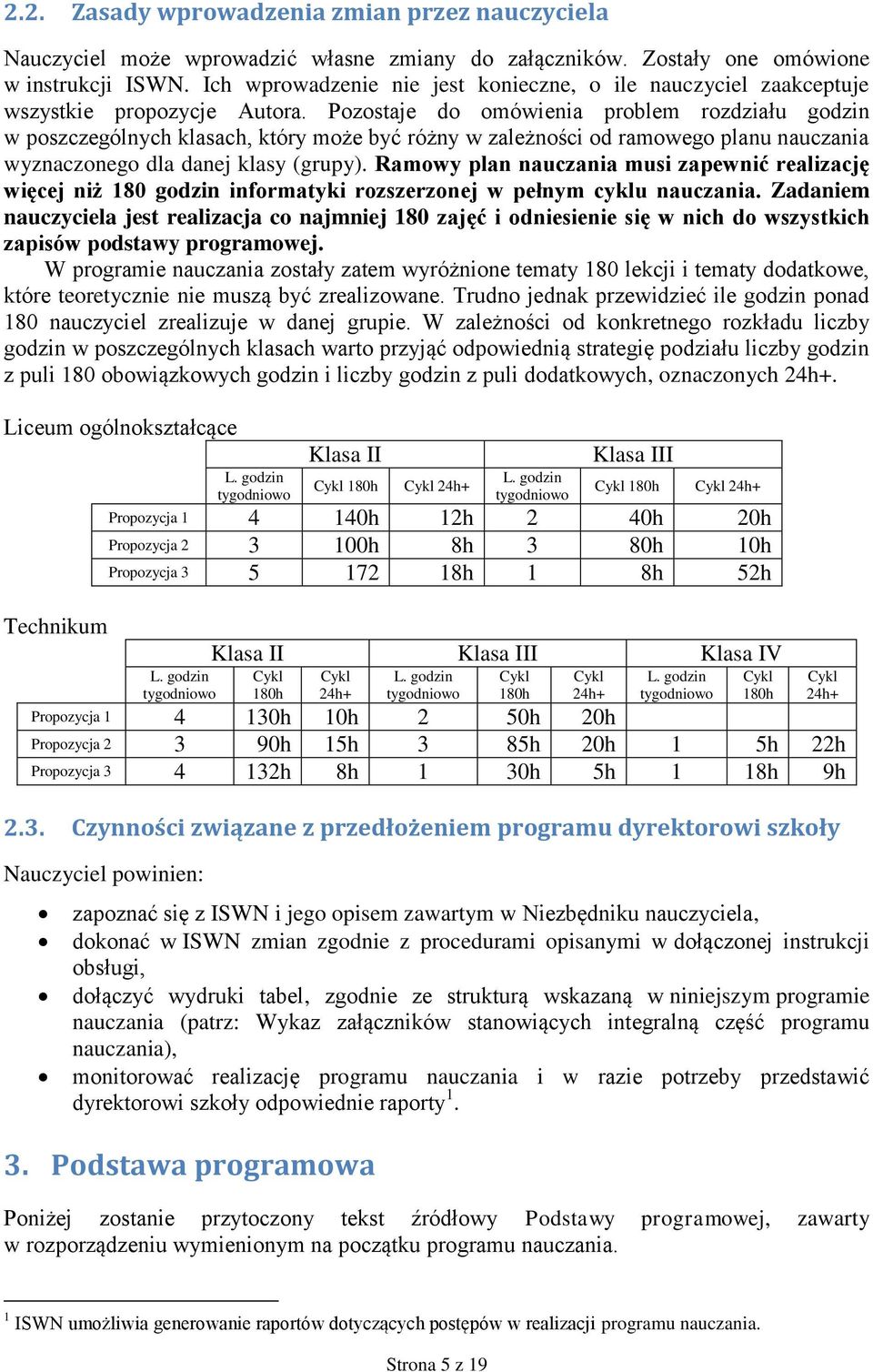 Pozostaje do omówienia problem rozdziału godzin w poszczególnych klasach, który może być różny w zależności od ramowego planu nauczania wyznaczonego dla danej klasy (grupy).