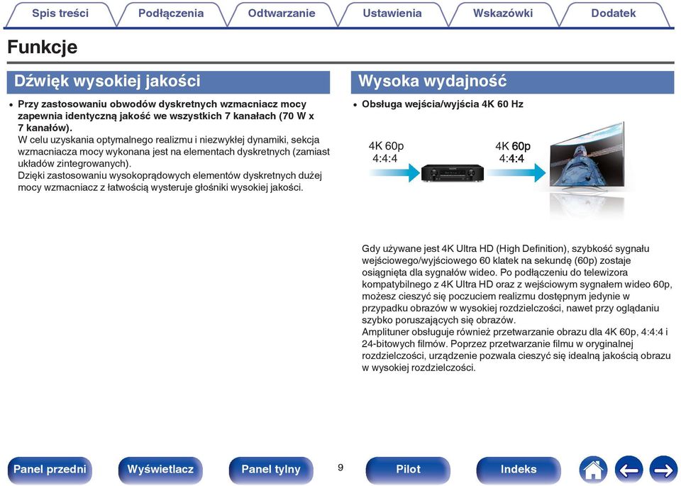 W celu uzyskania optymalnego realizmu i niezwykłej dynamiki, sekcja wzmacniacza mocy wykonana jest na elementach dyskretnych (zamiast układów zintegrowanych).