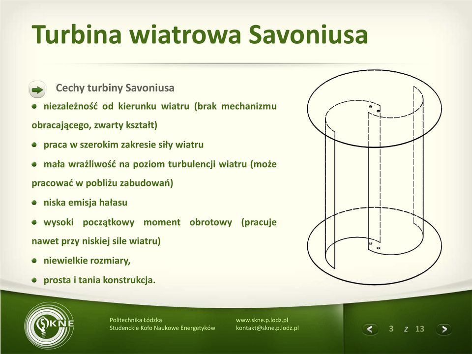 turbulencji wiatru (może pracować w pobliżu zabudowań) niska emisja hałasu wysoki początkowy moment