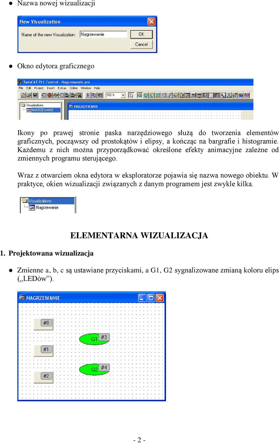 Każdemu z nich można przyporządkować określone efekty animacyjne zależne od zmiennych programu sterującego.