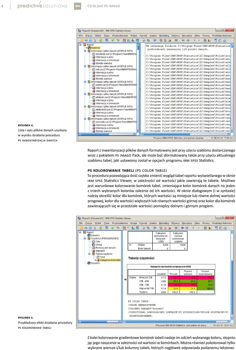 IMAGO Pack, ale może być sformatowany także przy użyciu aktualnego szablonu tabel, jaki ustawiony został w opcjach programu IBM SPSS Statistics.