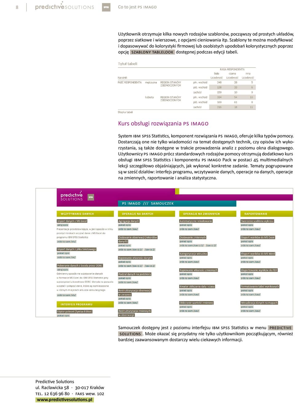 Kurs obsługi rozwiązania PS IMAGO System IBM SPSS Statistics, komponent rozwiązania PS IMAGO, oferuje kilka typów pomocy.