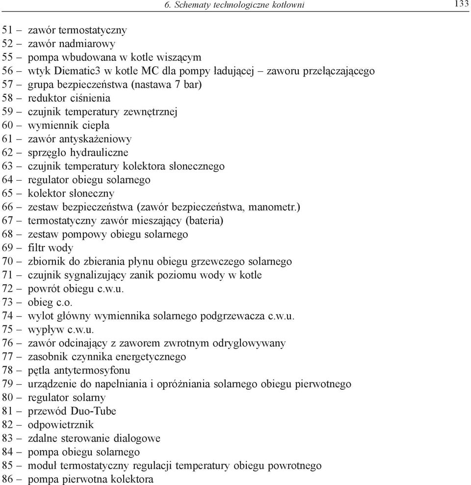 słonecznego 64 regulator obiegu solarnego 65 kolektor słoneczny 66 zestaw bezpieczeństwa (zawór bezpieczeństwa, manometr.