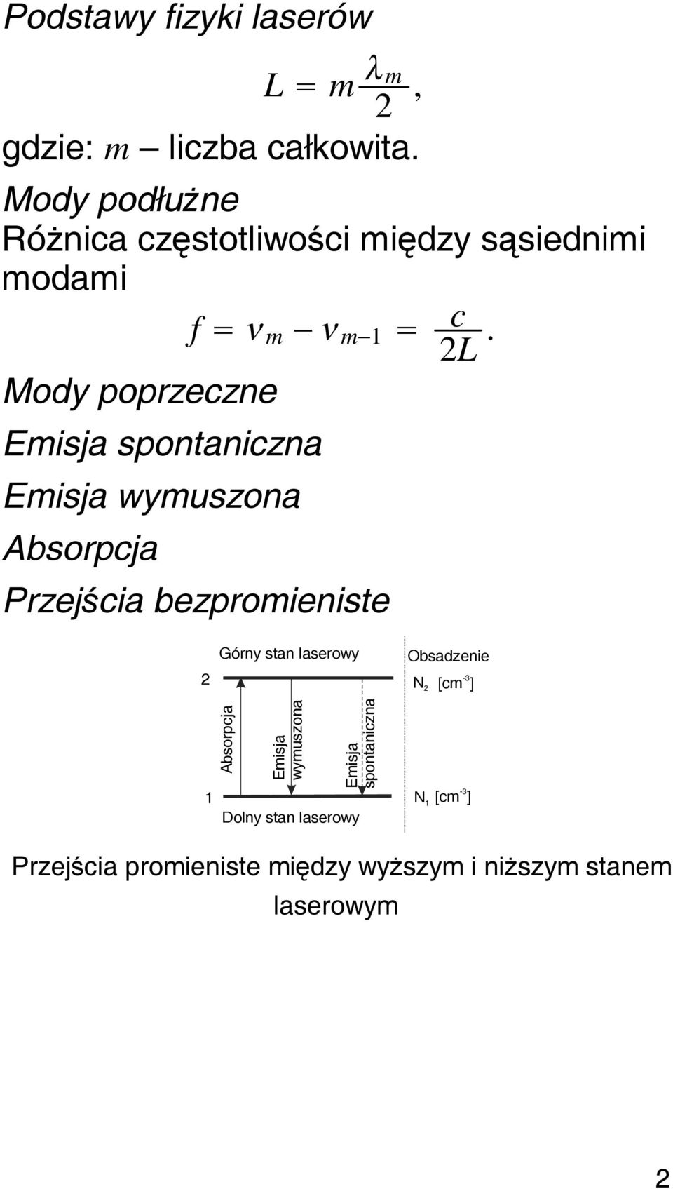 spontaniczna Emisja wymuszona Absorpcja Przejścia bezpromieniste c L.