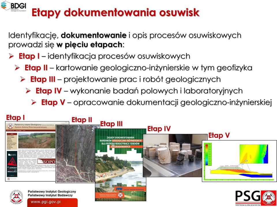 tym geofizyka Etap III projektowanie prac i robót geologicznych Etap IV wykonanie badań polowych i