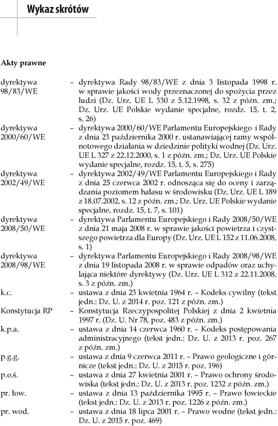 ustanawiającej ramy wspólnotowego działania w dziedzinie polityki wodnej (Dz. Urz. UE L 327 z 22.12.2000, s. 1 z późn. zm.; Dz. Urz. UE Polskie wydanie specjalne, rozdz. 15, t. 5, s.
