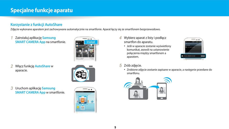 4 Wybierz aparat z listy i podłącz smartfon do aparatu.