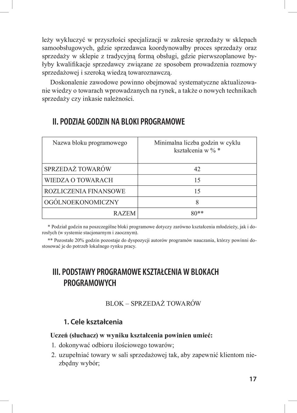 Doskonalenie zawodowe powinno obejmować systematyczne aktualizowanie wiedzy o towarach wprowadzanych na rynek, a także o nowych technikach sprzedaży czy inkasie należności. II.