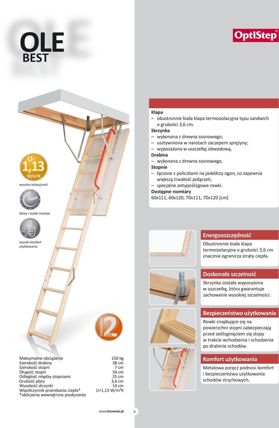 Dostępne rozmiary 60x111, 60x10, 70x111, 70x10 [cm] U= 1,13 W/mK wysoka izolacyjność Energooszczędność wysoki komfort Obustronnie biała klapa termoizolacyjna o grubości 3,6 cm znacznie ogranicza