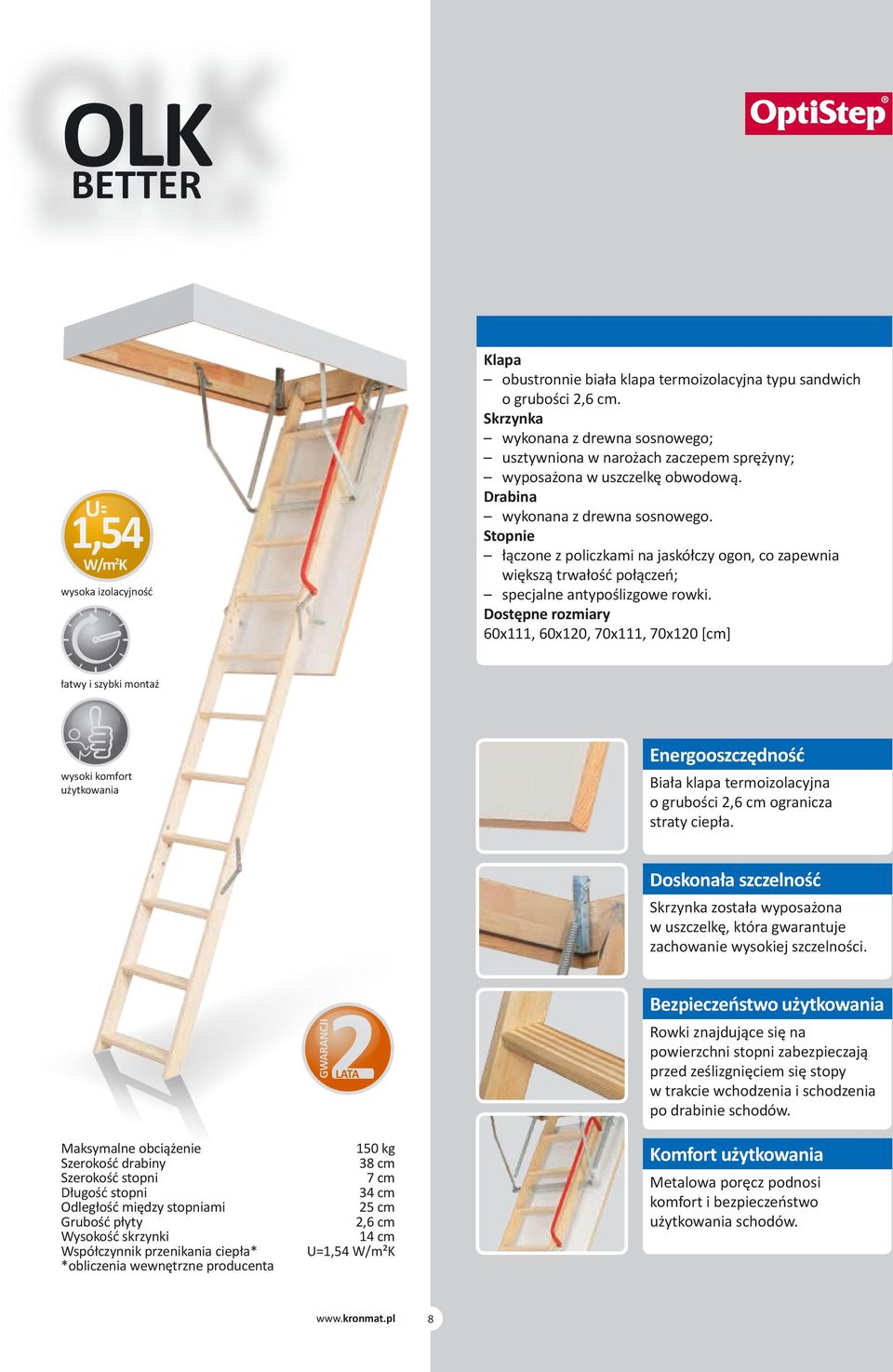 Dostępne rozmiary 60x111, 60x10, 70x111, 70x10 [cm] U= 1,54 W/mK wysoka izolacyjność Energooszczędność wysoki komfort Biała klapa termoizolacyjna o grubości,6 cm ogranicza straty ciepła.