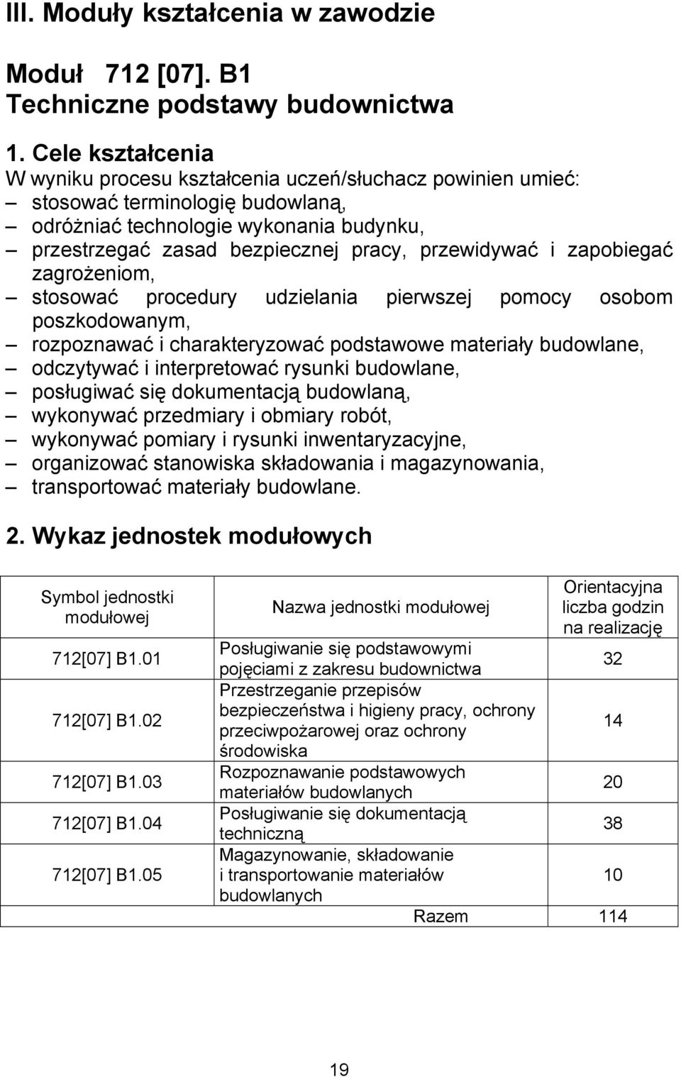 przewidywać i zapobiegać zagrożeniom, stosować procedury udzielania pierwszej pomocy osobom poszkodowanym, rozpoznawać i charakteryzować podstawowe materiały budowlane, odczytywać i interpretować