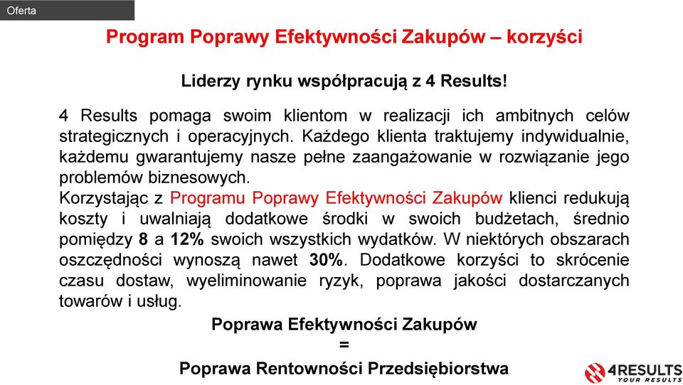 Każdego klienta traktujemy indywidualnie, każdemu gwarantujemy nasze pełne zaangażowanie w rozwiązanie jego problemów biznesowych.