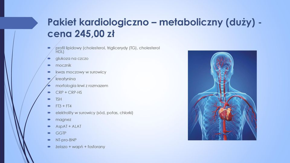 moczowy w surowicy kreatynina morfologia krwi z rozmazem CRP + CRP-HS TSH FT3 + FT4