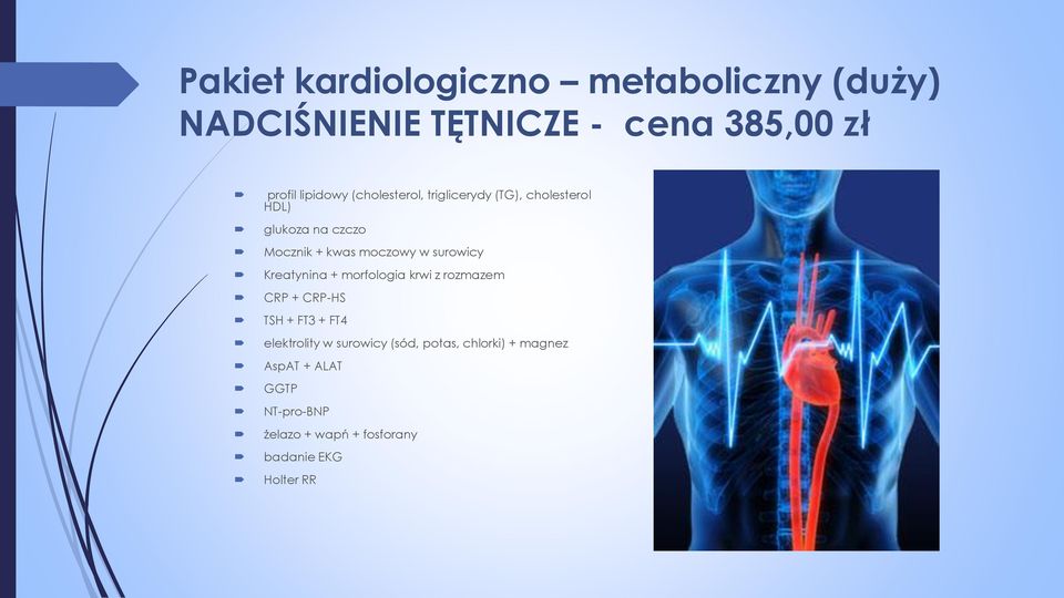 surowicy Kreatynina + morfologia krwi z rozmazem CRP + CRP-HS TSH + FT3 + FT4 elektrolity w