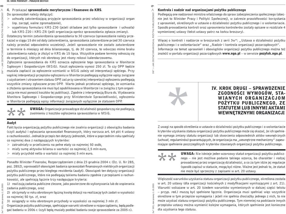 zarząd, walne zgromadzenie), > wypełniony formularz KRS-Z30 (jeżeli składane jest tylko sprawozdanie i uchwała) lub KRS-Z20 i KRS-ZN (jeśli organizacja oprócz sprawozdania zgłasza zmiany).