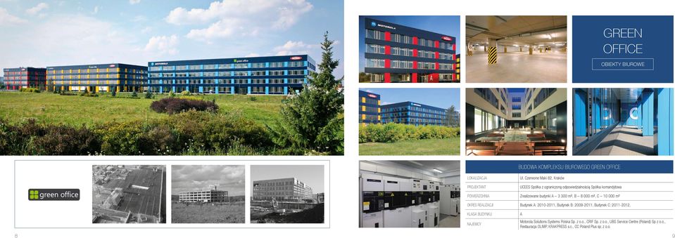 300 m², B 8 000 m², C 10 000 m² Okres realizacji Budynek A: 2010-2011, Budynek B: 2009-2011, Budynek C: 2011-2012, Klasa budynku