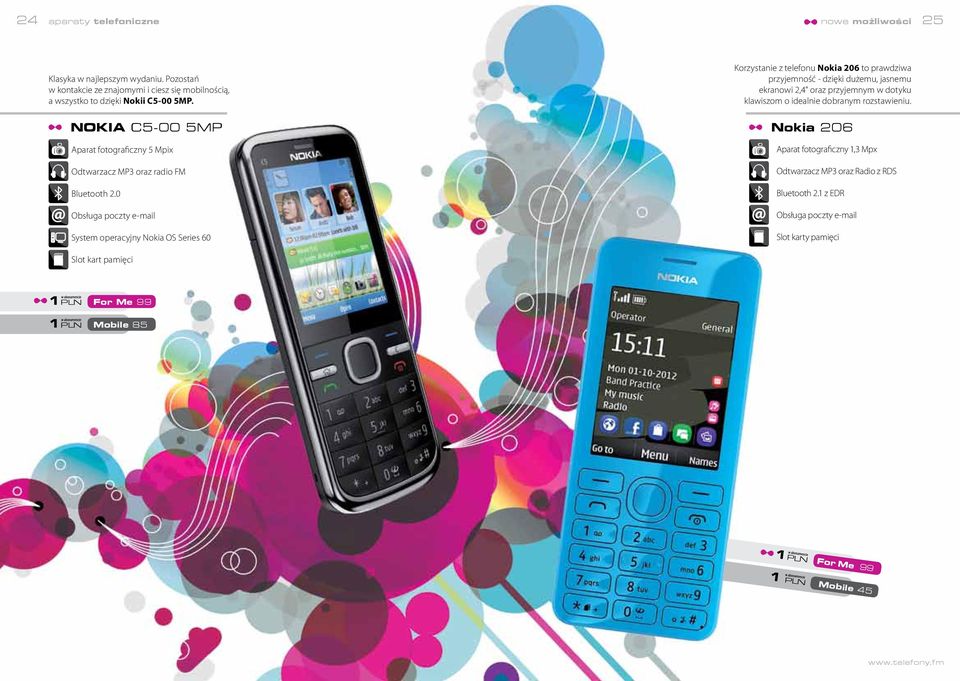 Nokia C5-00 5MP Aparat fotograficzny 5 Mpix Odtwarzacz MP3 oraz radio FM Bluetooth 2.