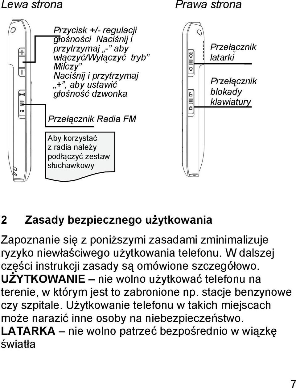 zminimalizuje ryzyko niewłaściwego użytkowania telefonu. W dalszej części instrukcji zasady są omówione szczegółowo.